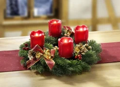 Adventskranz mit LED-Echtwachskerzen
