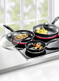 Aluguss-Profi-Pfannen-Set, 5-teilig, mit 3-facher Thermo-Keramikbeschichtung