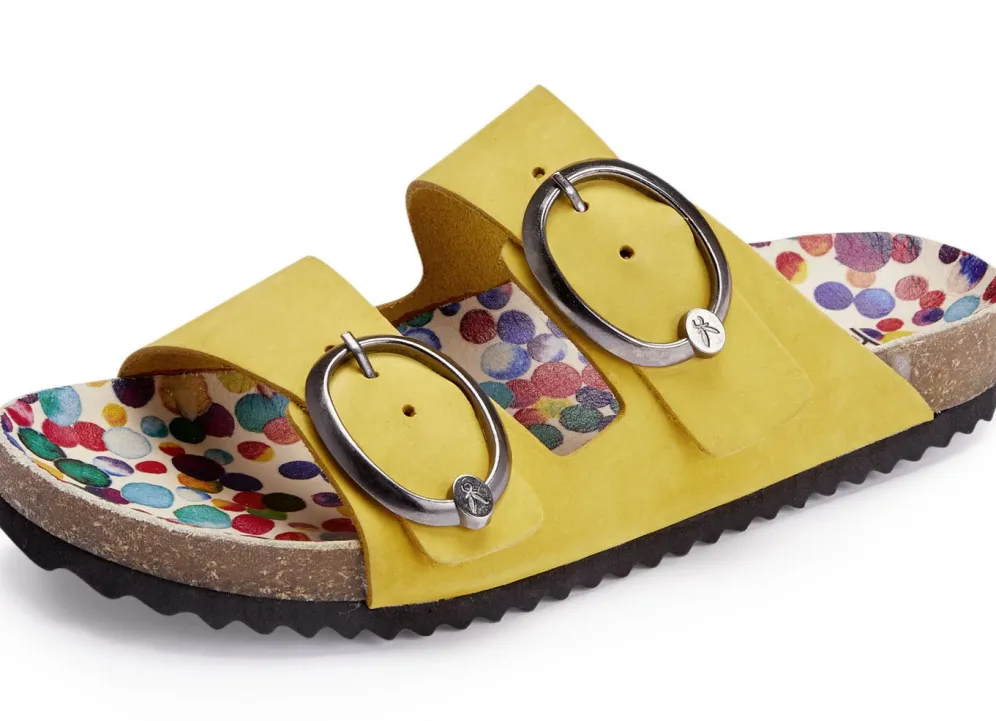 Andrea Conti Pantolette mit bunt bedrucktem Lederfußbett