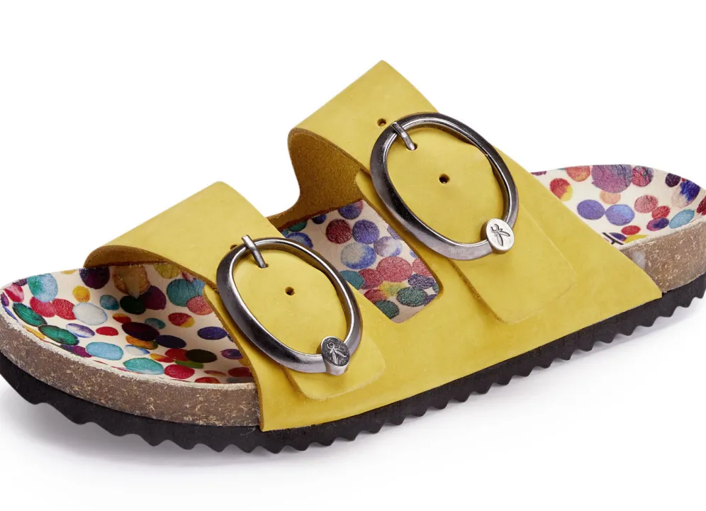 Andrea Conti Pantolette mit bunt bedrucktem Lederfußbett