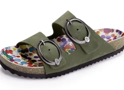 Andrea Conti Pantolette mit bunt bedrucktem Lederfußbett