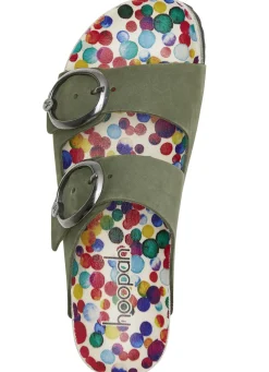 Andrea Conti Pantolette mit bunt bedrucktem Lederfußbett