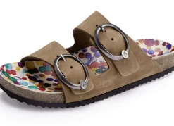 Andrea Conti Pantolette mit bunt bedrucktem Lederfußbett