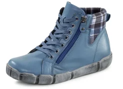 Andrea Conti Schnür-Bootie mit Schaftrand aus kariertem Textil