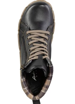 Andrea Conti Schnür-Bootie mit Schaftrand aus kariertem Textil