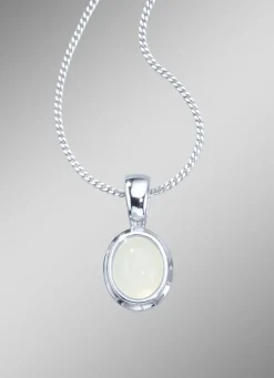 Anhänger mit Panzerkette und echtem, weißen Mondstein