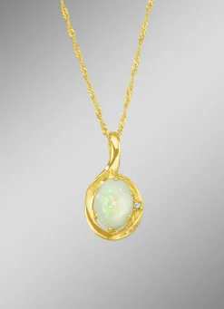 Anhänger mit Singapurkette, echt Opal und synth. Zirkonia