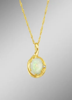 Anhänger mit Singapurkette, echt Opal und synth. Zirkonia