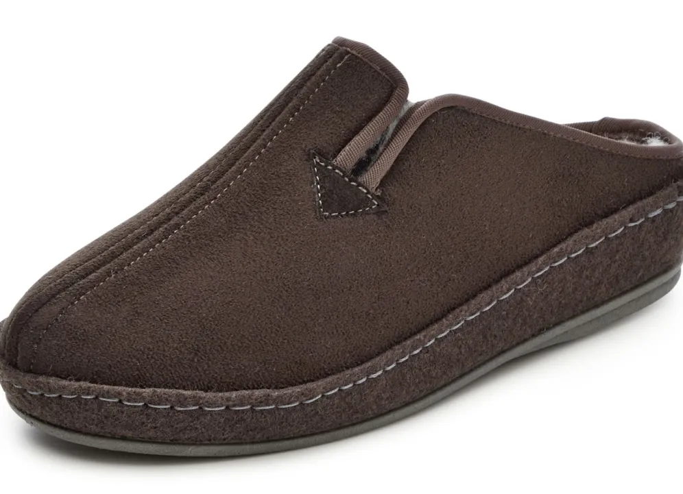 Atmungsaktive Herren-Hausschuhe, mit Schurwolle