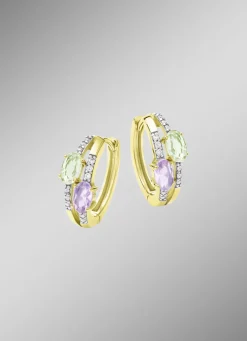 Attraktiver Blickfang: Klappcreolen mit synth. Zirkonia und Glassteinen