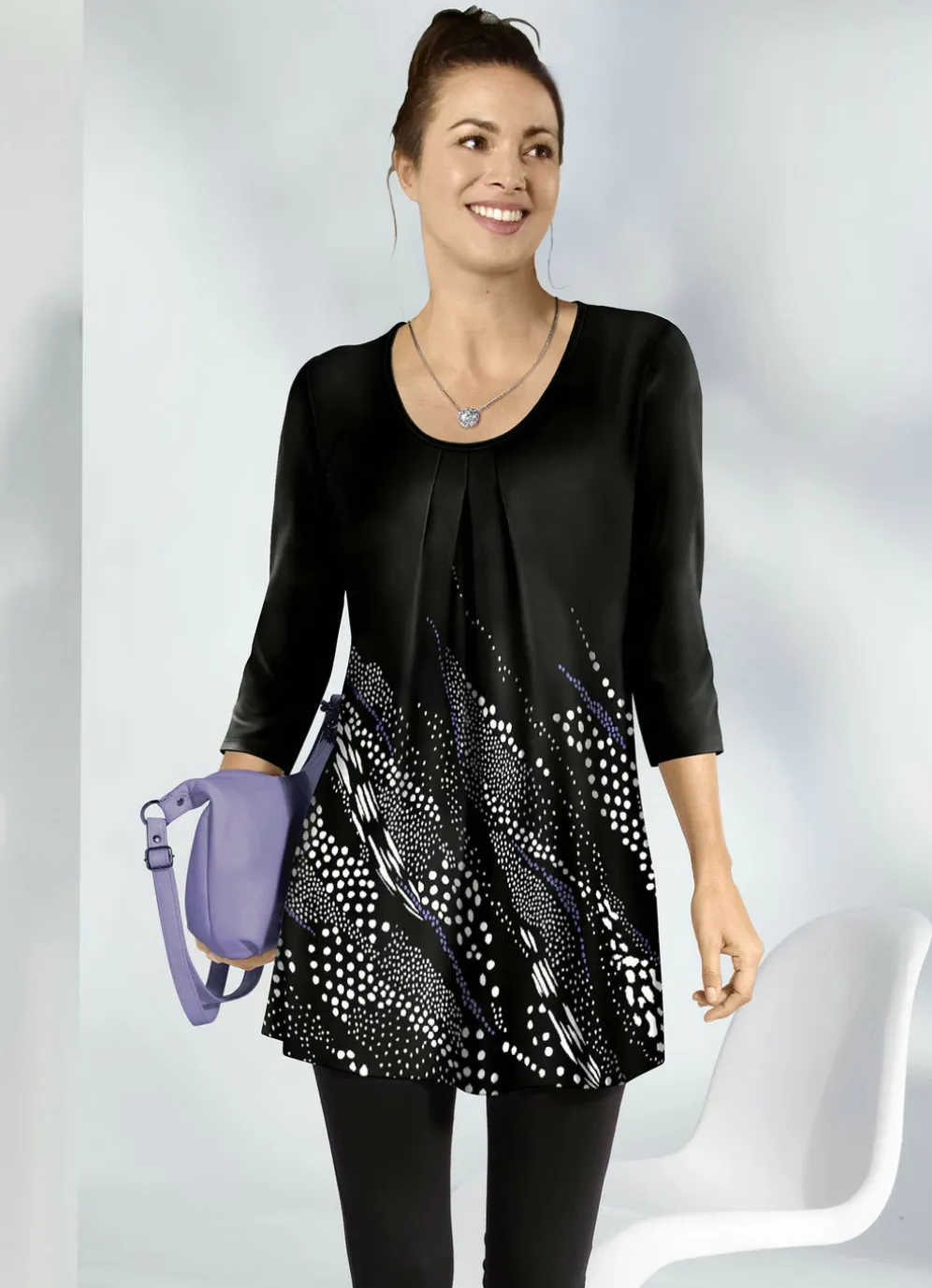 Attraktives Longshirt mit 3/4-langen Ärmeln