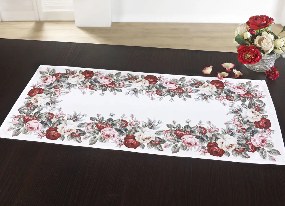 Aussdrucksstarke Tischdecke mit bezauberndem Rosen-Dessin