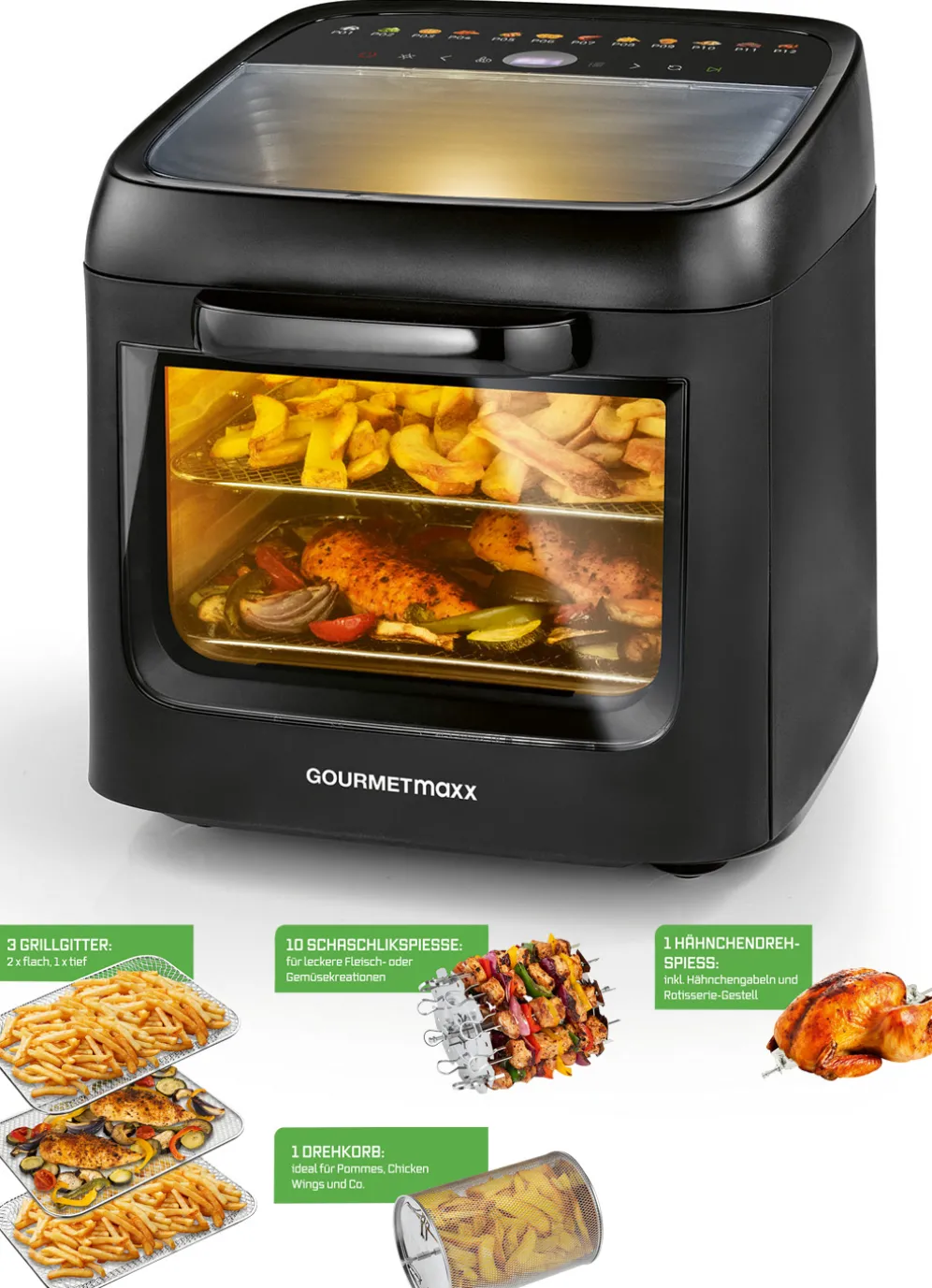 Backofen, Heißluftofen und Dörrautomat in einem