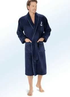 Bademantel mit Anker-Stickerei