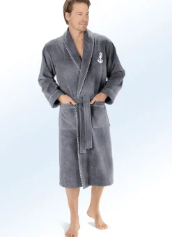 Bademantel mit Anker-Stickerei