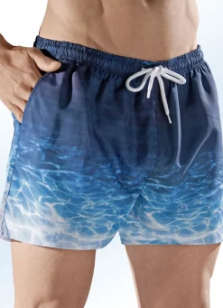 Badeshorts, Gesäßtasche mit Klettverschluss, Microfaser