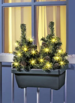 Balkonkasten mit LED-Bäumchen