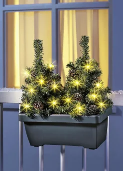 Balkonkasten mit LED-Bäumchen