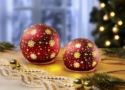 Batteriebetriebene, beleuchtete Kugeln, 2er-Set, aus Glas