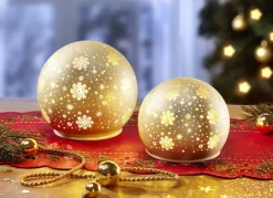 Batteriebetriebene, beleuchtete Kugeln, 2er-Set, aus Glas