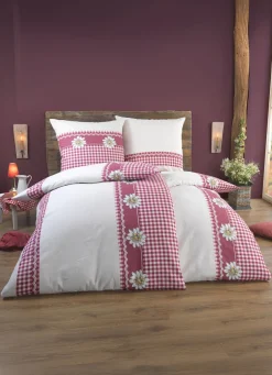 Beidseitig bedruckte Bettwäsche-Garnitur im Landhausstil