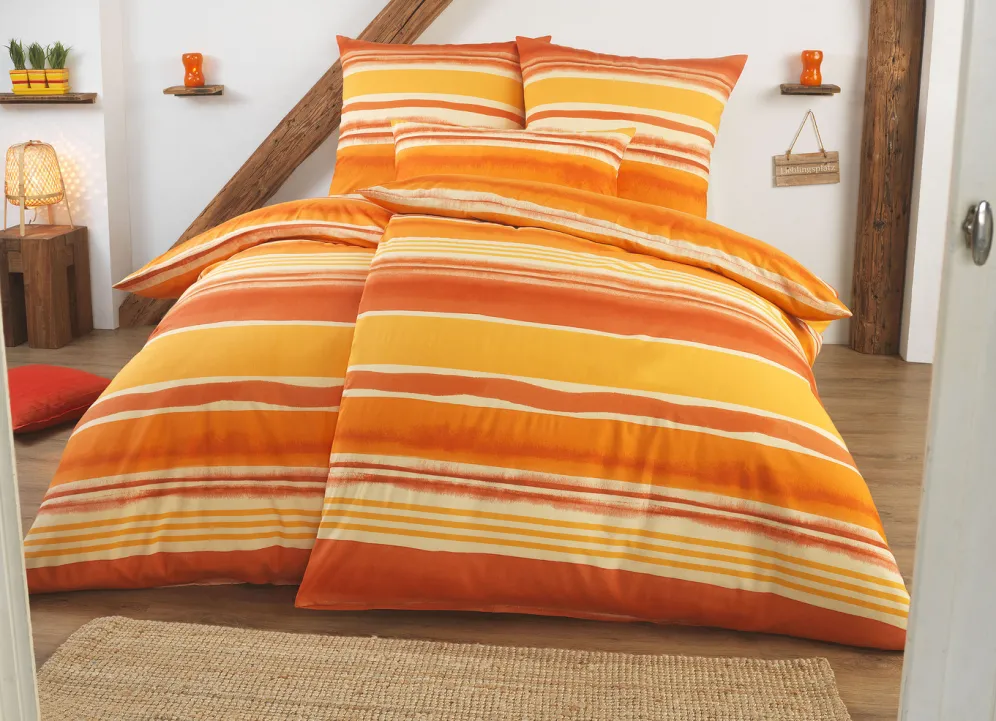 Beidseitig bedruckte Bettwäsche-Garnitur in Polycotton-Qualität