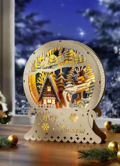 Beleuchtete Holzdekoration