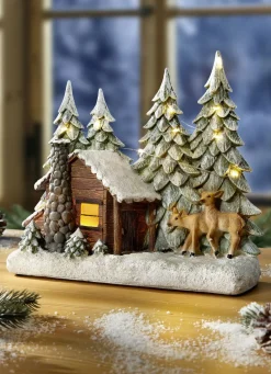 Beleuchtete Waldhütte mit Timerfunktion