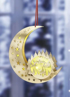 Beleuchteter Mond aus Holz