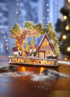 Beleuchteter Wichtel-Wald aus Holz