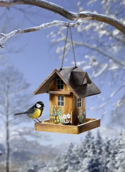 Bemaltes Futterhaus inklusive Metallkette