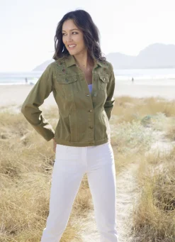 Bestickte Jeansjacke