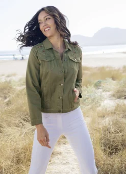 Bestickte Jeansjacke