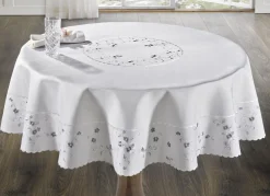 Bestickte Tisch- und Raumdekoration mit Blümchen-Bordüre