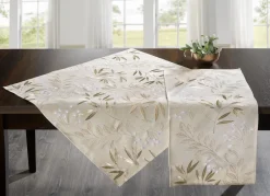 Bestickte Tisch- und Raumdekoration mit Gräser- und Blätter-Dessin