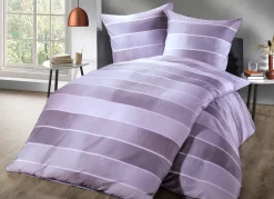 Bettwäsche-Garnitur mit Blockstreifen-Dessin