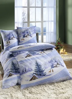 Bettwäsche-Garnitur mit Winterlandschaft