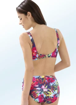 Bikini mit herausnehmbaren Softschalen, Zierschlaufe und Druckdessin allover