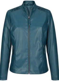 Blazer aus Lederimitat mit Biesenzier