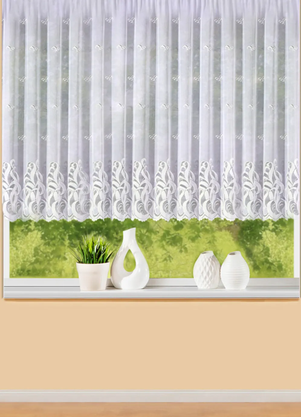 Blumenfenster-Store mit Universalschienenband