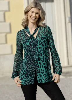 Bluse mit Schluppe zum Binden in 2 Farben