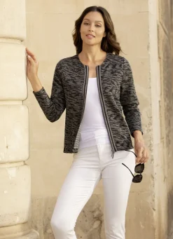 Blusenjacke mit Glanz-Besatz