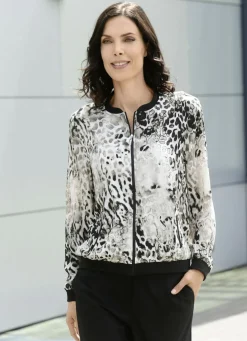 Blusenjacke mit schwarzem Rippenstrick