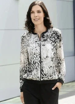 Blusenjacke mit schwarzem Rippenstrick