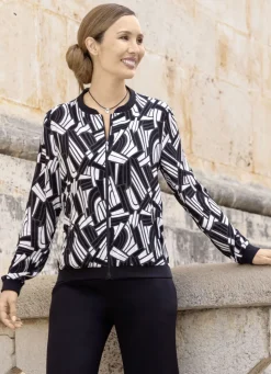 Blusenjacke mit schwarzen Rippenbündchen
