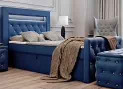 Boxspringbett mit LED-Beleuchtung und Topper