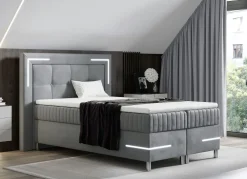 Boxspringbett mit LED-Beleuchtung und Topper