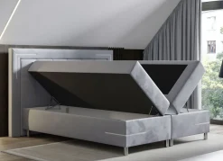 Boxspringbett mit LED-Beleuchtung und Topper