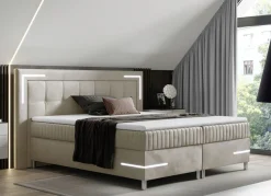 Boxspringbett mit LED-Beleuchtung und Topper