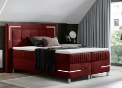 Boxspringbett mit LED-Beleuchtung und Topper